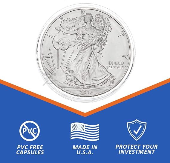 (20) Air-tite H-40 Direct Fit Coin Holder Capsules for American Silver Eagles & 1oz China Silver Panda Sterling by OnFireGuy