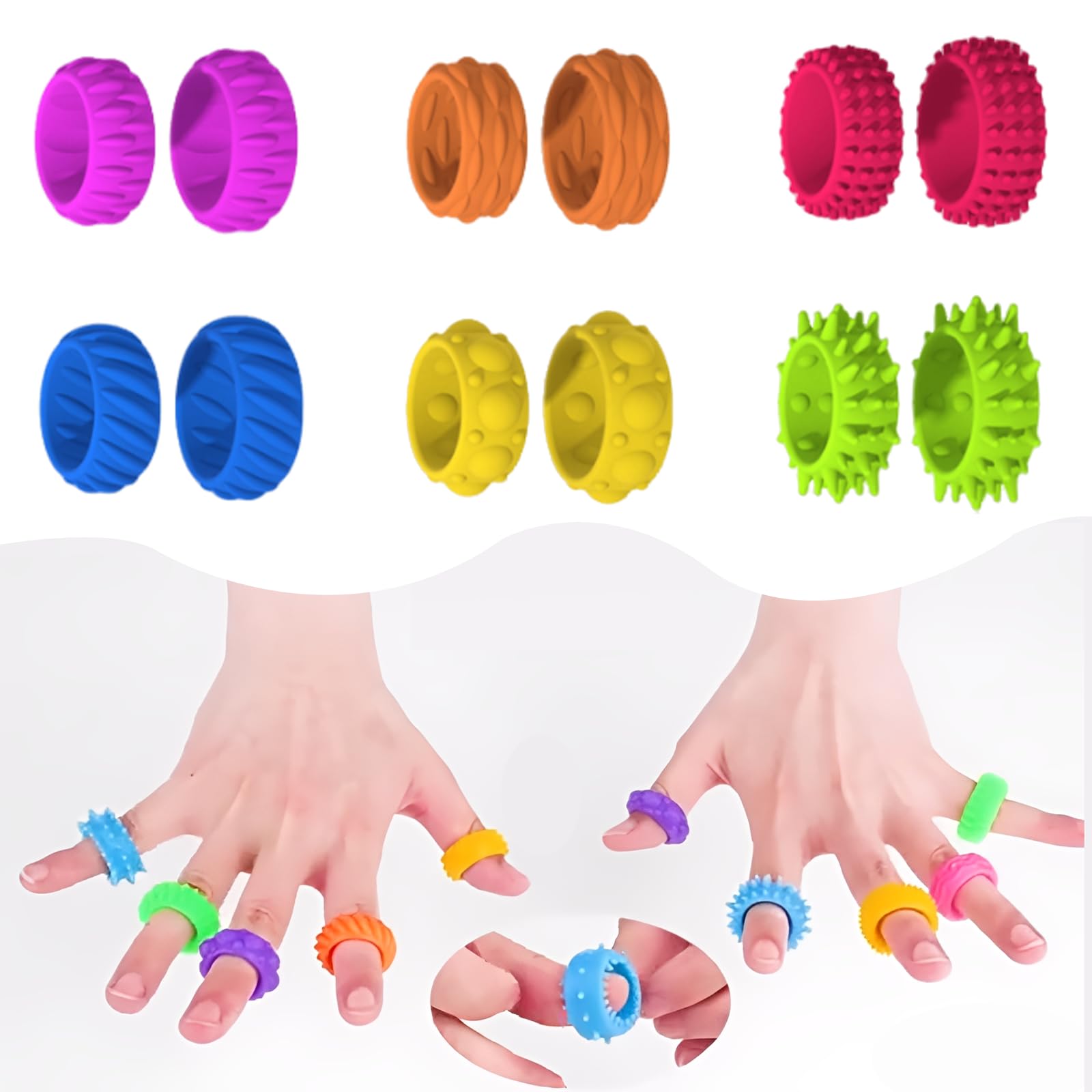 12 Anelli Antistress In Silicone Per Bambini E Adulti – Giocattoli Sensoriali Per ADHD E Autismo, Silenziosi E Massaggianti