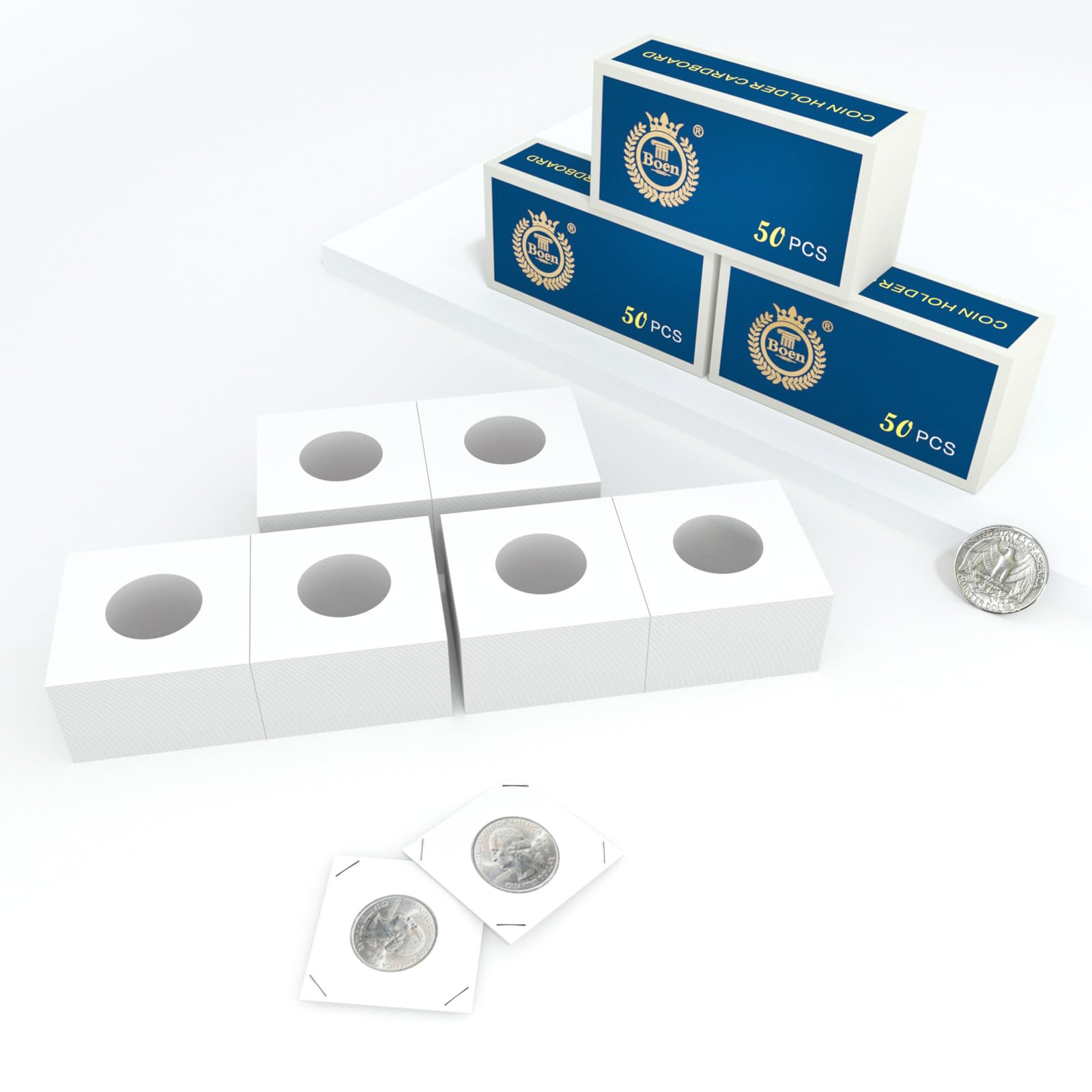 Boen 150Pcs Coin Flips 25mm/(0.98 Inch) .Coin Flips for Quarter. Coin Holders for Colletors The Coin Collection Supplies The Coin Cardboard Coin Flips for Coin Collection