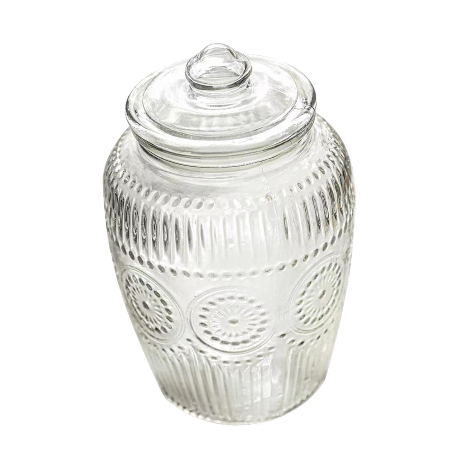 PIXZCSA Large Glass Jar With Wide Mouth Convenient Storage Of Rice Spices And Nuts While Ensuring Easy Access Glass Airtight Jar Storage Tea Can Cookie, Flower, 16x24.5cm