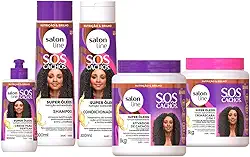 Salon Line, Kit Completo Super Óleos, SOS Cachos, Apenas a Cremáscara Não é Vegana - Para Cabelos Cacheados e Crespos, 300ml e 1kg