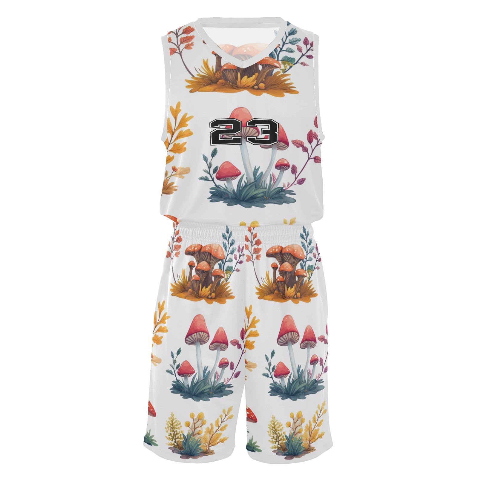 FLildon Cute Mushroom Boys Basketball Jersey Set Tank Top Shorts Tracksuit Sport Training Suit for Kids, M