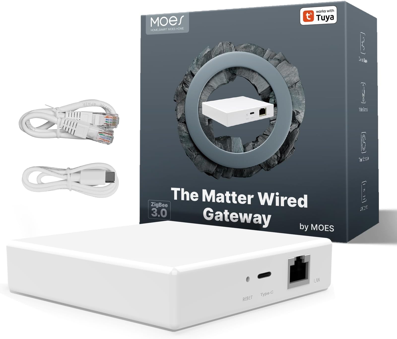 Matte Smart Gateway, Zigbee Hub for Tuya ZigBee Devices, Compatible with Apple Homekit & Smart Thing, Alexa, Google Home