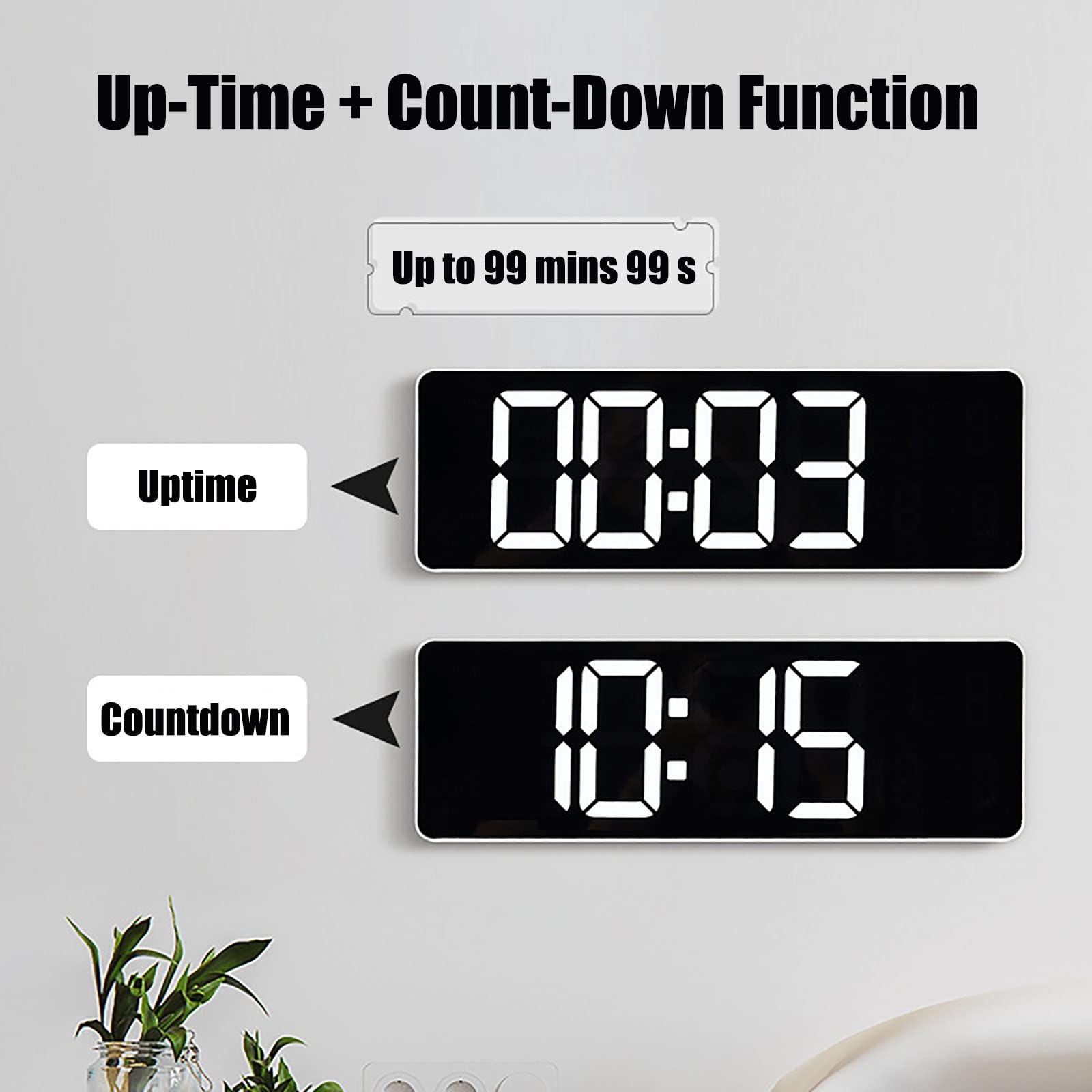 15 "duży cyfrowy zegar ścienny LED z dużym wyświetlaczem Jumbo, data/temperatura/tydzień/budzik/timer, prezent na siłownię domową kuchnię seniorów (Color : Black)