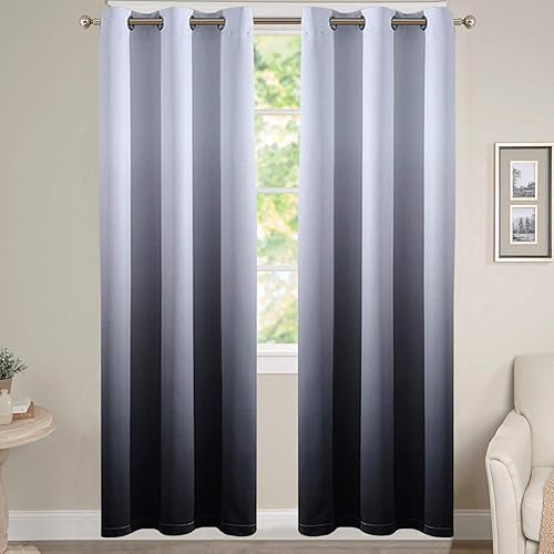 Yakamok - Cortinas blackout con color degradado poliéster grueso aislamiento térmico y ojales para sala y dormitorio