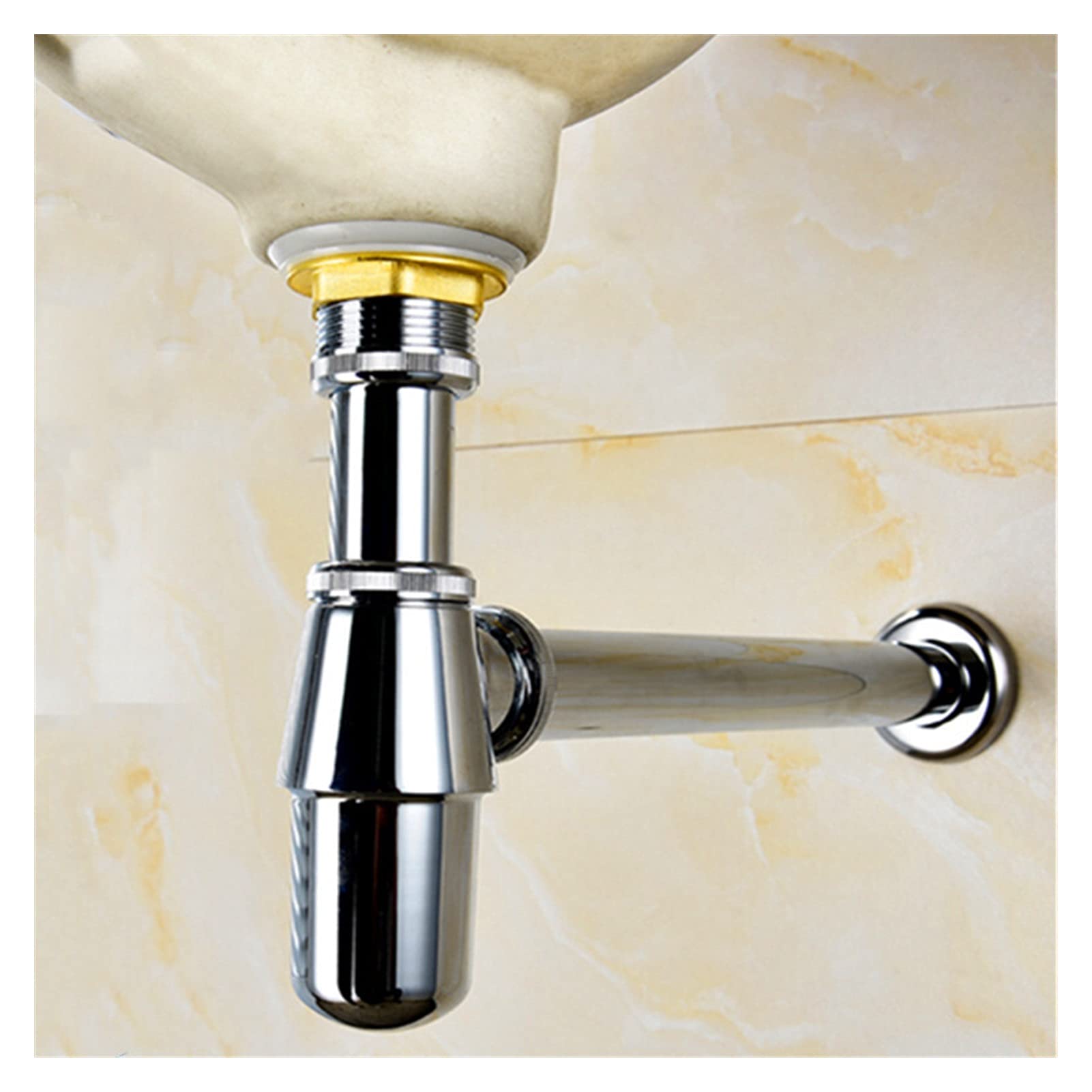 Lavabo Desagüe emergente Latón Negro Trampa para Botellas Fregadero del baño Desagües de sifón con Kit de Drenaje emergente Tubería Exquisita (Color : B) (B)
