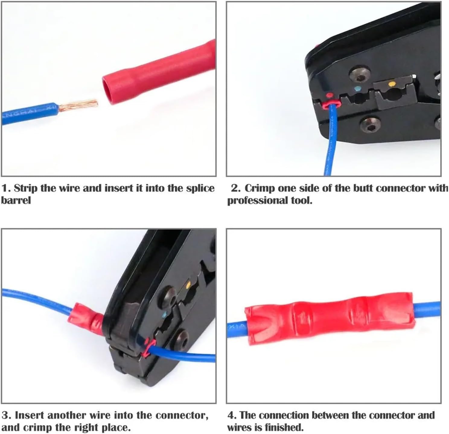 200PCS/Case (BV1.25 * 80 BV2*80 BV5.5 * 20) Insulated Straight Wire Butt Connector Electrical Crimp Terminals VUQLDHAYZ