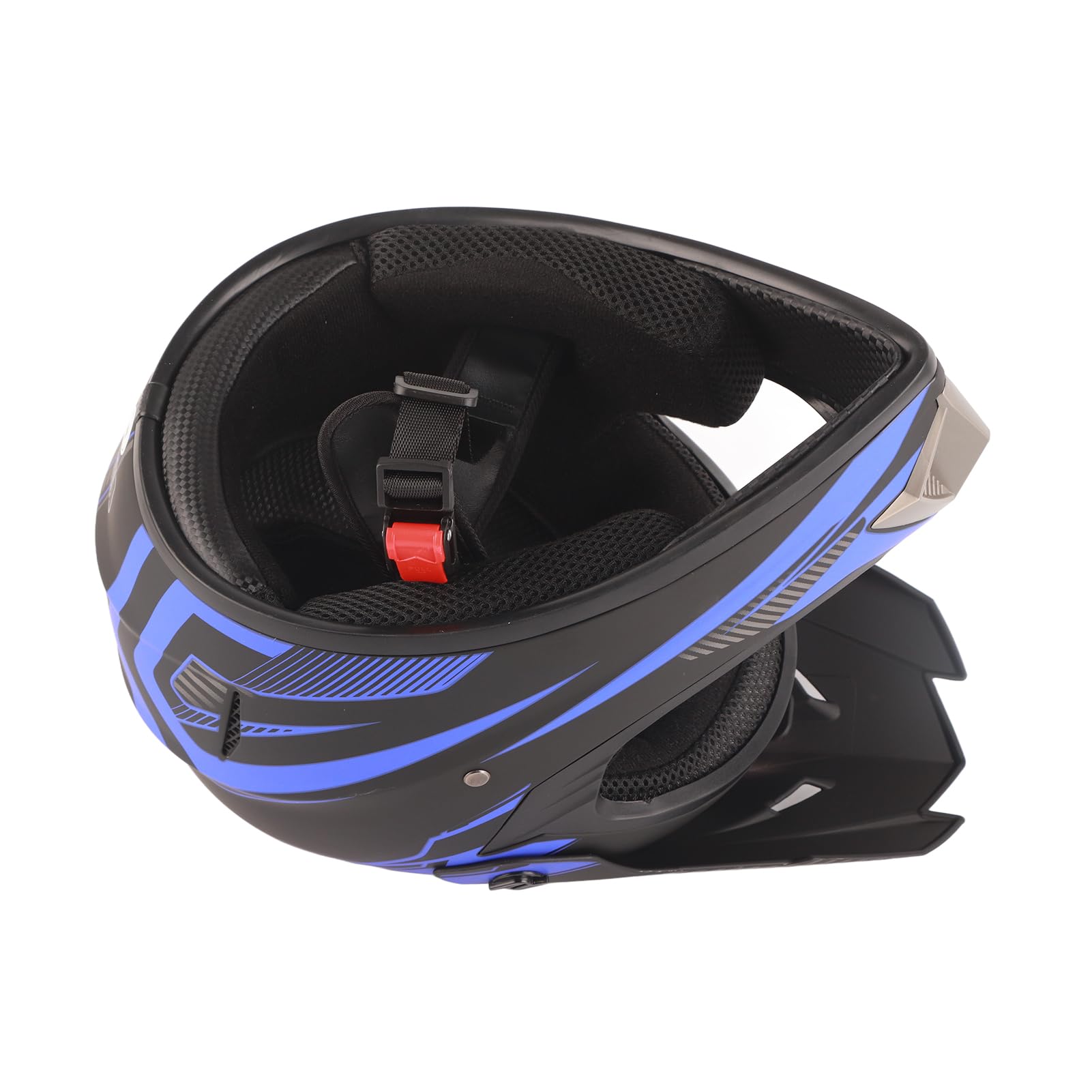 Motocross MTB Helm Fullface Motorhelm Heren Kinderen Jeugd Volwassenen Motorfiets Downhill Fullface Helm Professionele helmen met Bril Handschoenen Gezichtsscherm (blauw-M