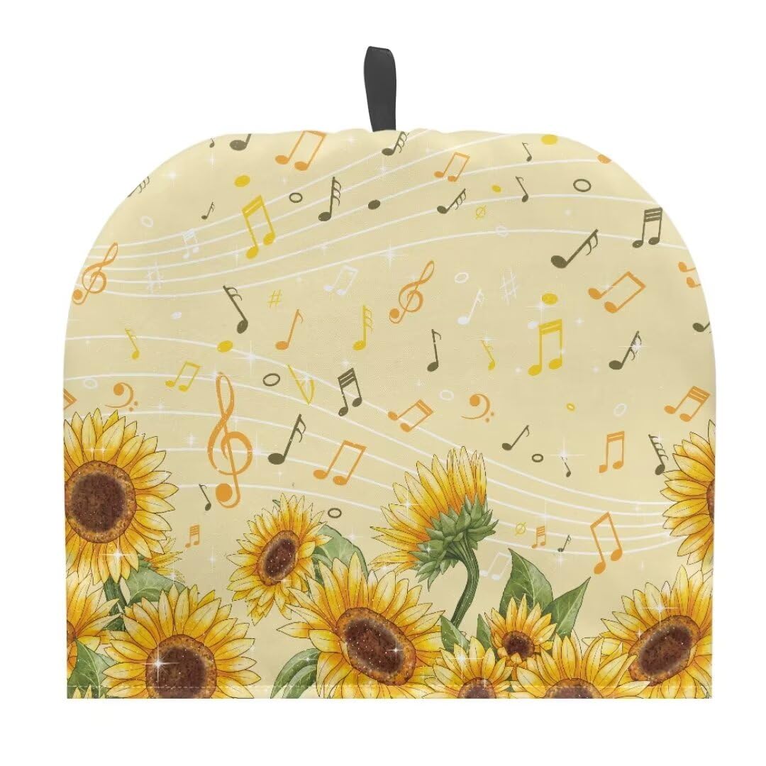Horeset Sunflower Teapot Cover Tea House Electric Kettle Tea Pot Cozy Music Note Tea Cover Warmer Insulated Tea Dust Cover for Tea Pot
