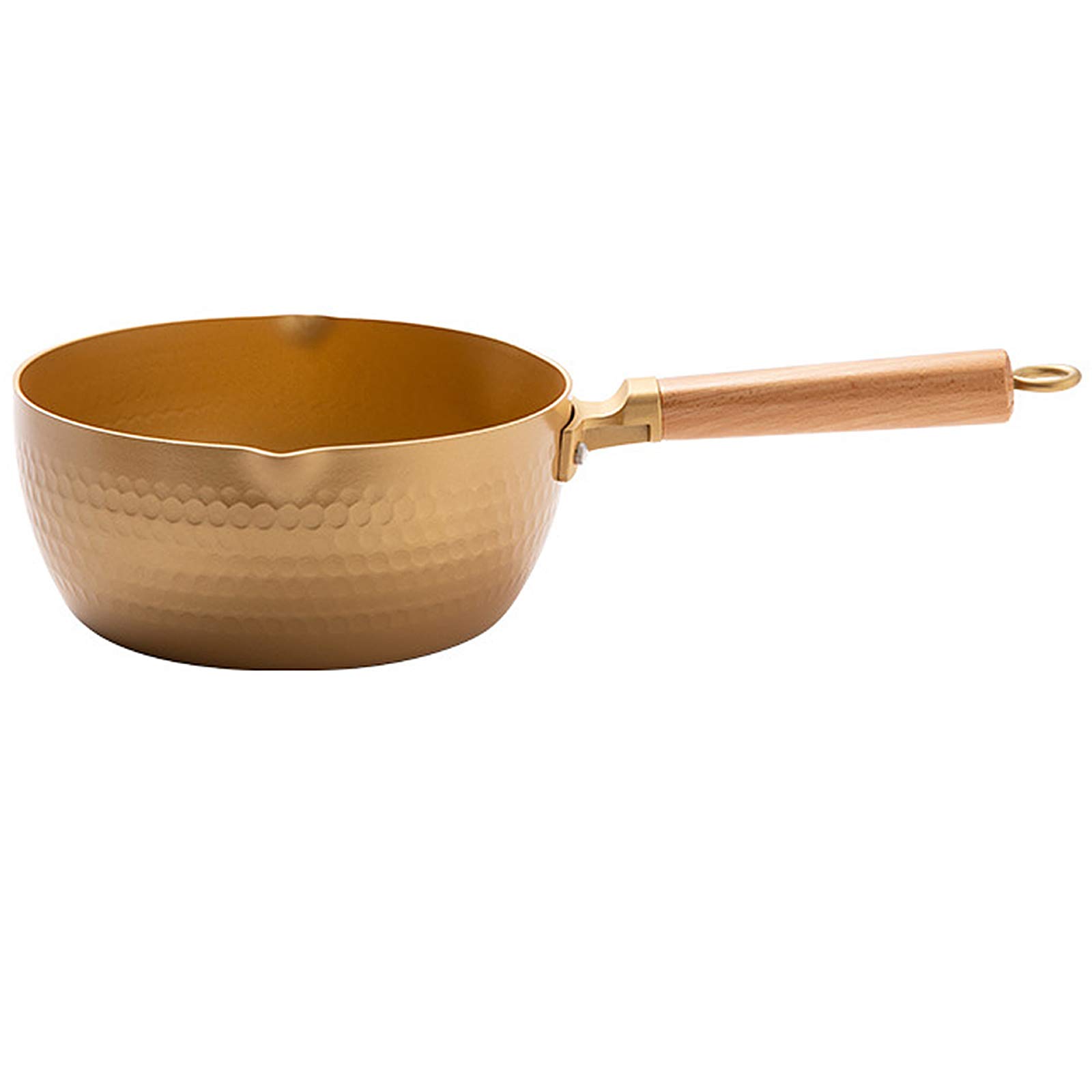 Japanese Style 7in Stainless Steel Nonstick Milk Pan with Wooden Handle Traditional Cooking Tool for Kitchen