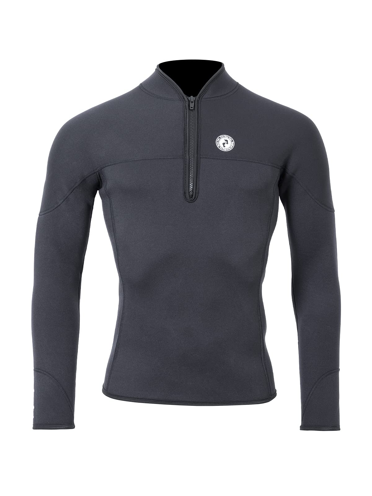 Two Bare Feet Heritage 3mm Half Zip Wetsuit Jacket Surf Sailing Top (Black, XL)