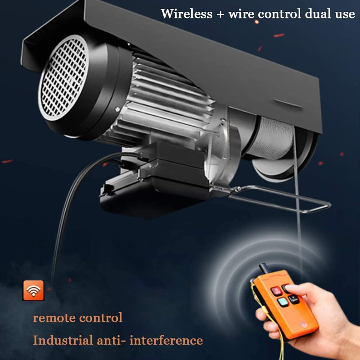 SATUREY Mini Paranco Elettrico per Casa 220 V, Argano di Gru con Telecomando Wireless, Adatto per Commerciale/Casa/Magazzino/Garage,950w,20m