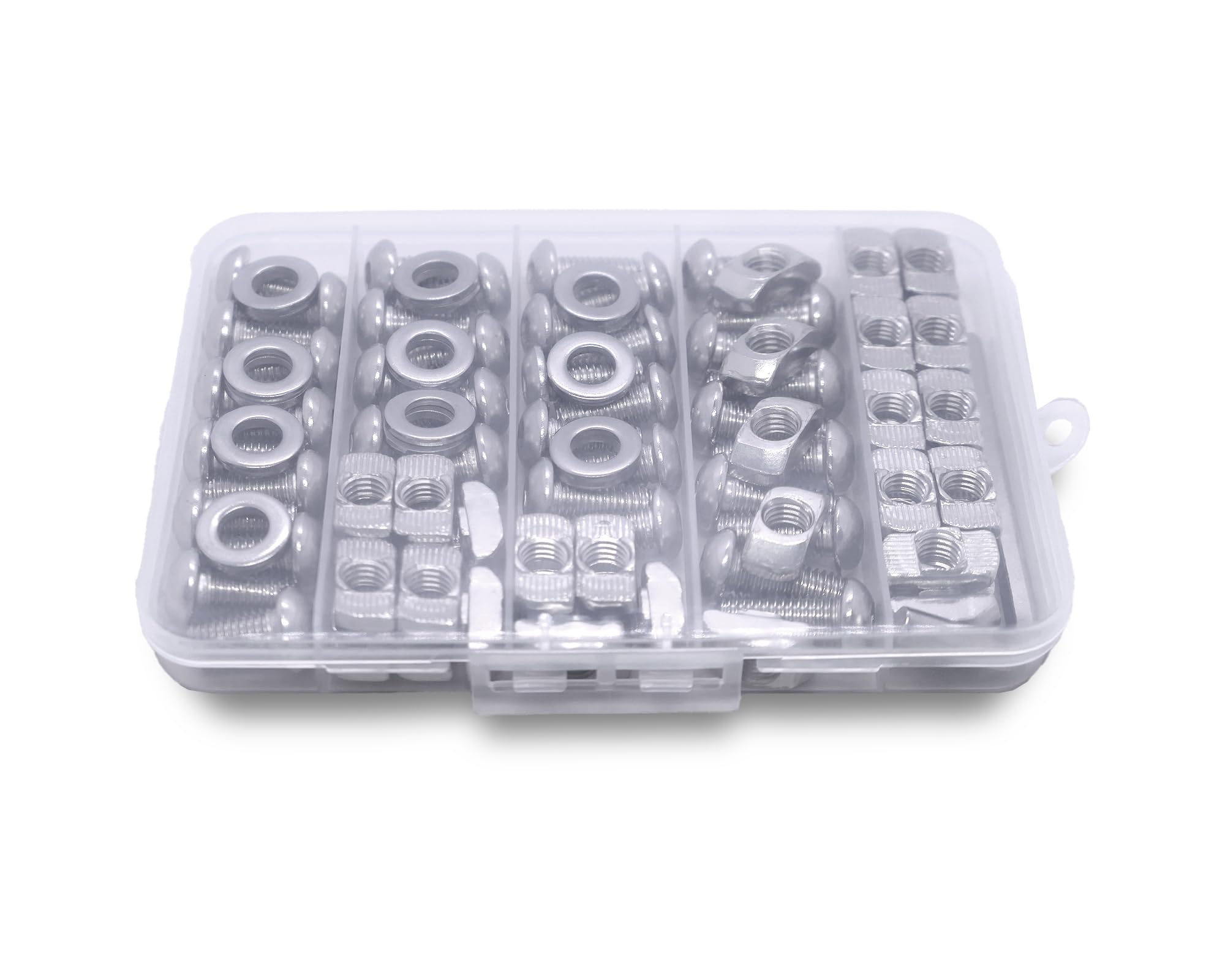 Kit di 100 dadi e viti a T M8, 40 viti M8 x 16/18/20 mm, 40 dadi a T e 20 rondelle, per hardware di estrusione in alluminio 4040 (argento)