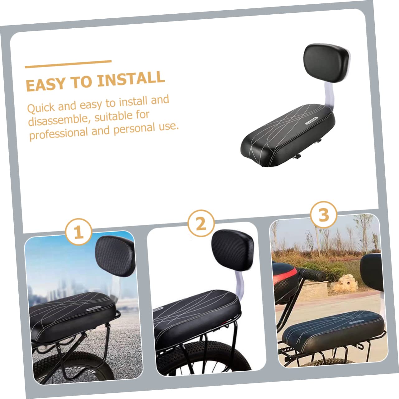 TOYANDONA Asiento Trasero de Bicicleta para Cojín Resistente al Desgaste Asiento Infantil Desmontable con Respaldo Compatible con Bicicletas Estándar Color para Paseos