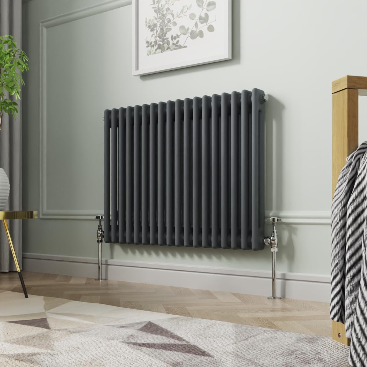 NRG 600 x 830mm Anthracite Horizontal Cast Iron Radiator Double Panel