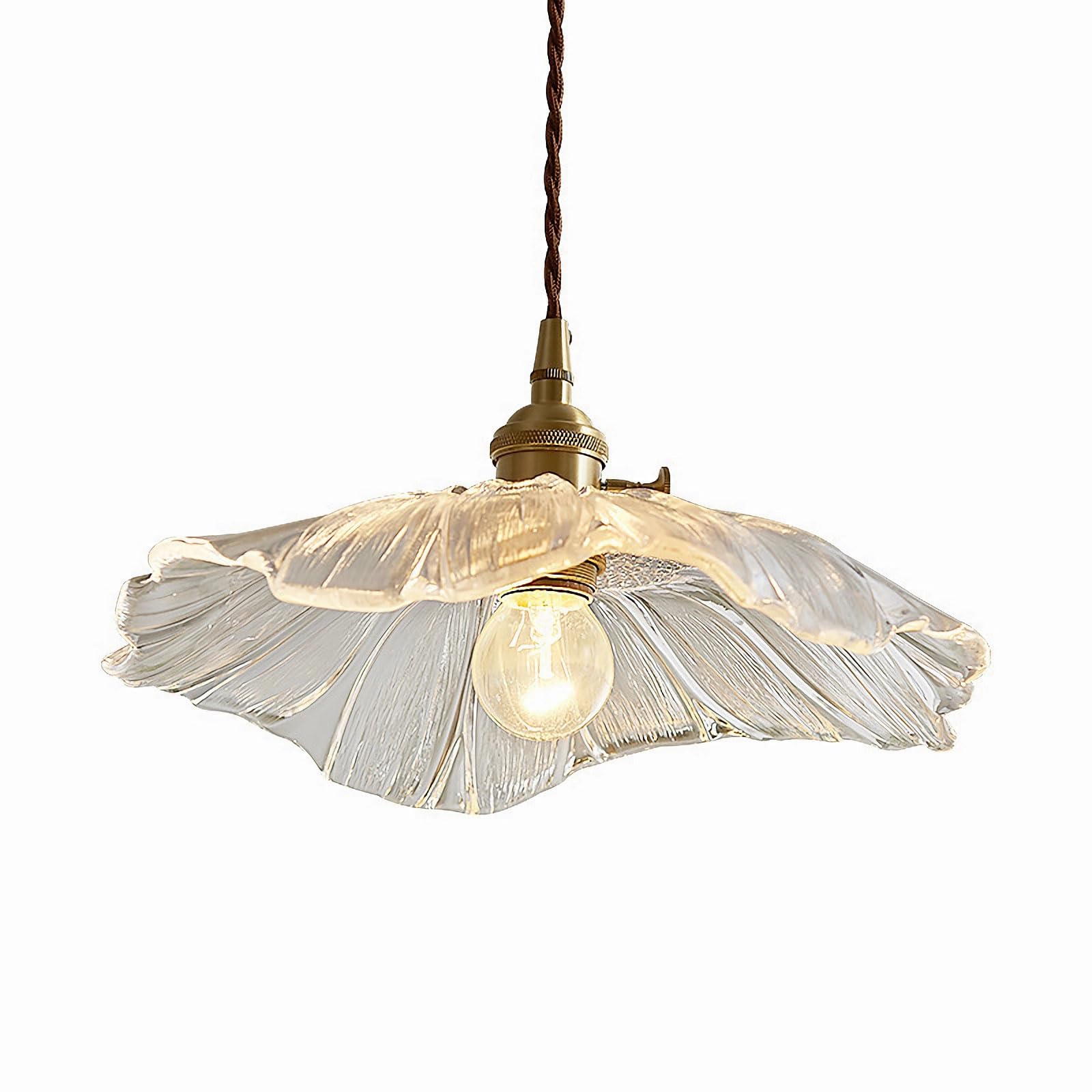 NOKTAI Luminaire Suspension Dôme en Verre Transparent Vintage Industrielle, E27 Plafonnier avec fini en laiton poli Lustre, Suspension Lampe de Salle à Manger Cuisine Salon Chambre green