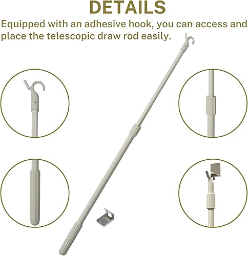 Miniatura 5 de Barra de tracción mejorada para persianas y persianas sin cordones, persianas celulares, persianas enrollables, persianas romanas, de calidad