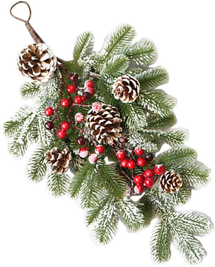 PRETYZOOM Christmas Wreath Pine Cone Branch Pendant Realistic Plastic Door Ornament for Festive Holiday Decor for Creating Joyful Atmosphere Present Choice for Friends