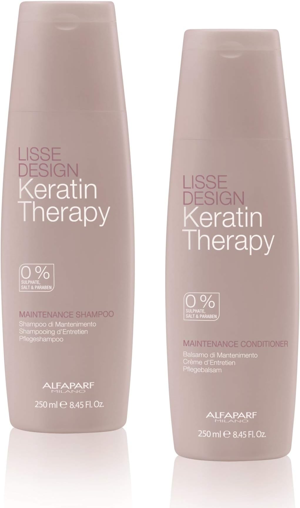 Alfaparf Milano Lisse Design Keratin Shampoo and Conditioner Set - Maintains & Enhances Professional Keratin Therapy Straightening Treatment - Sulfate Free - Keeps Hair Smooth & Straight