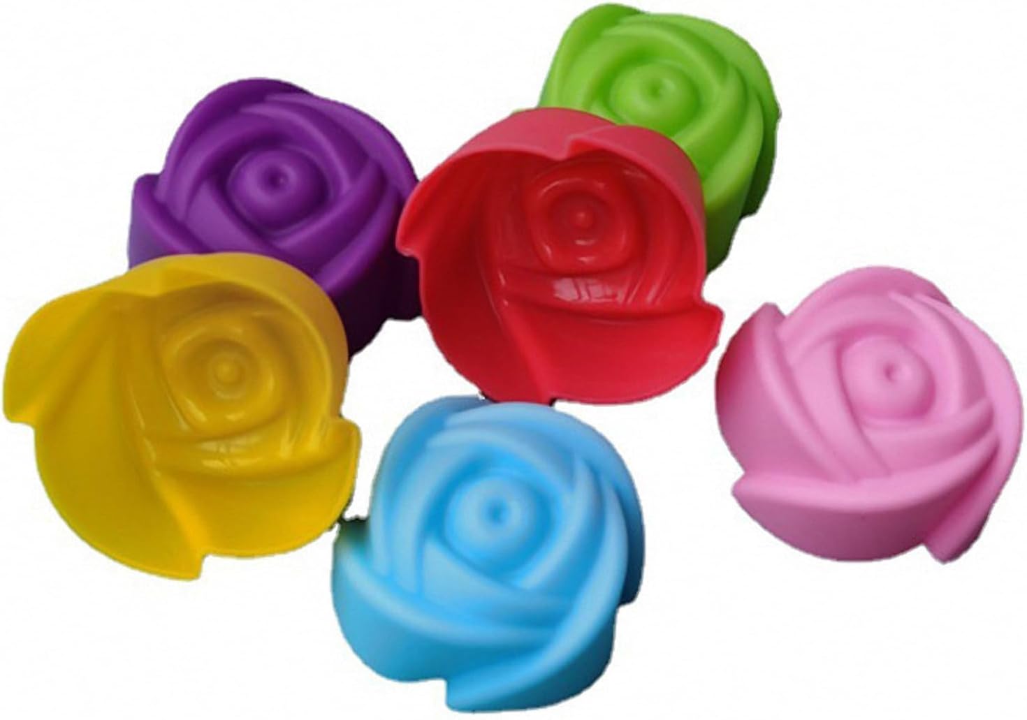 36 PCS Flower Shaped Baking Molds Silicone Food Grade Non Stick Mini Trays for Cupcakes Puddings Chocolates Must Have for Creative Kitchen Fun(6 Colors)