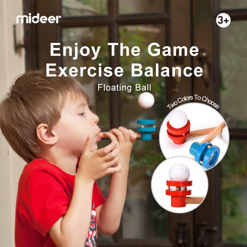 Mideer Floating Ball Game - Floating Blow Pipe Ball Toy - Educational Toys (Blue)