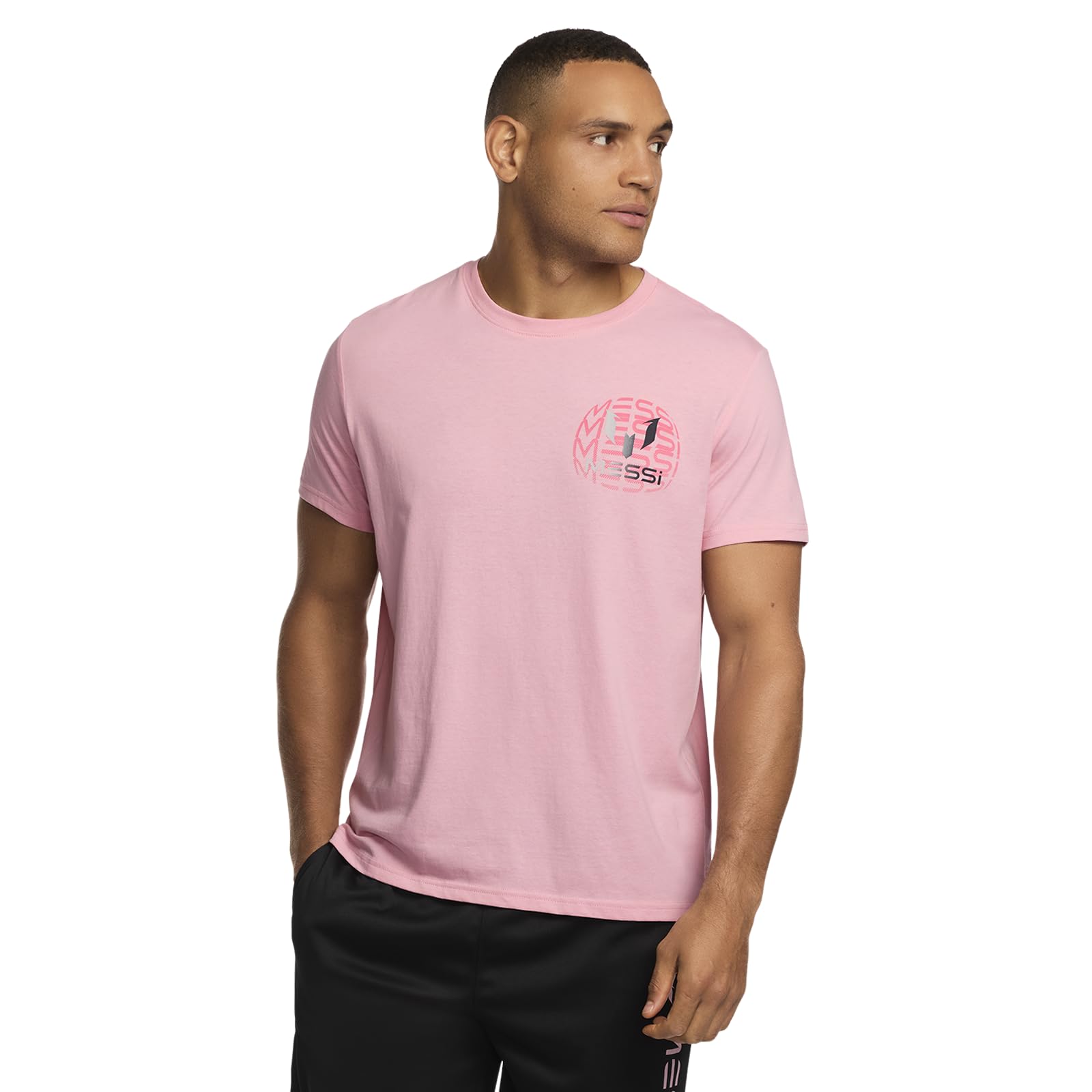 Messi Men's Globe Logo Tee, Lifestyle Short Sleeve T-Shirt, Standard Fit with Graphic