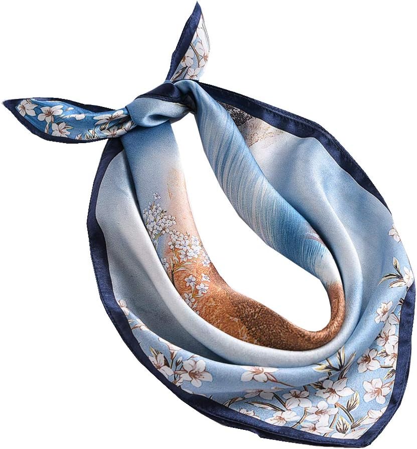 ANDANTINO 100% Pure Mulberry Silk Scarf 35" Large Square Lightweight Headscarf –Women’s Hair Wraps-With Gift Packed