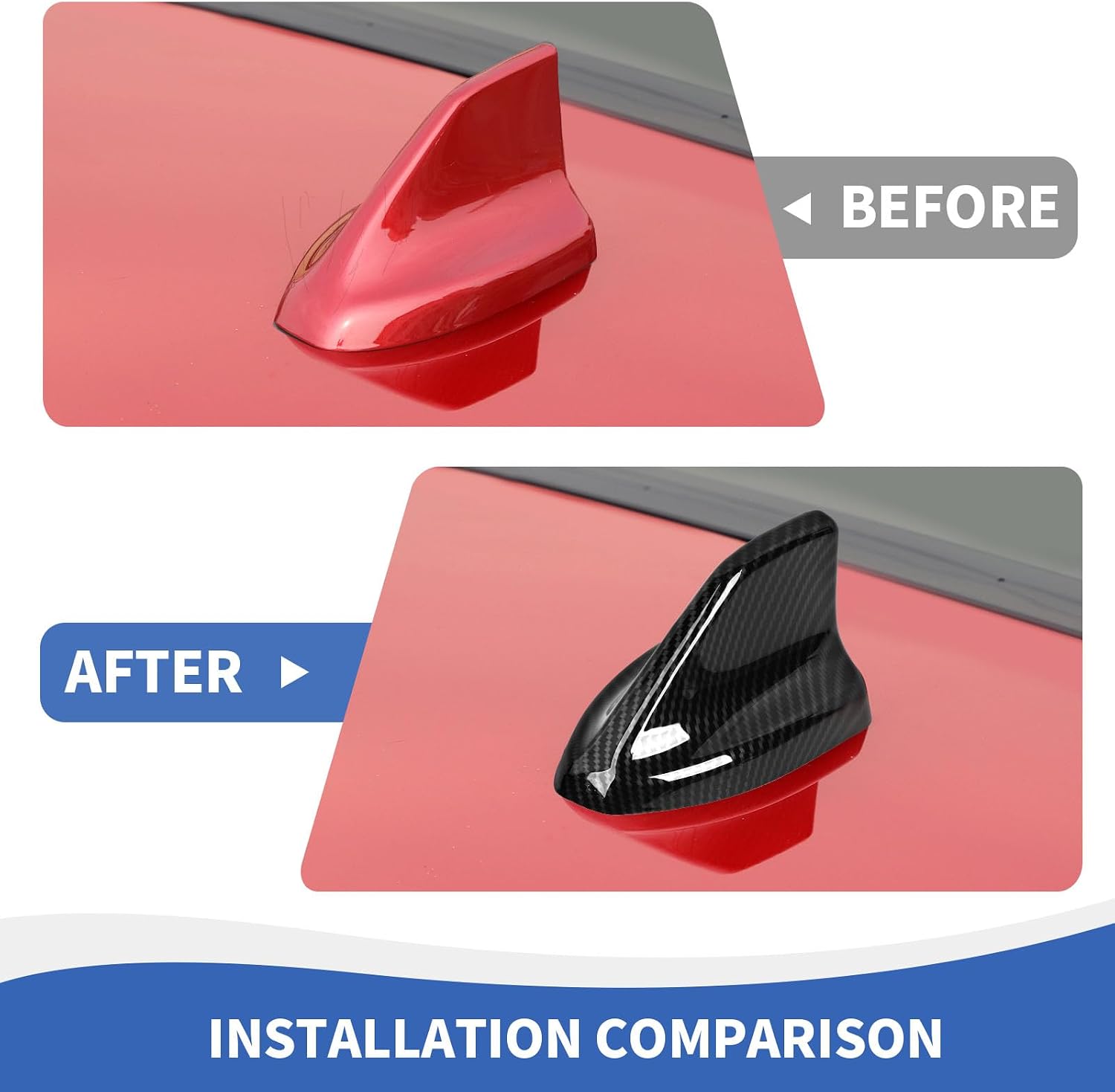 RAZPOY Shark Fin Antenna Base Cover Trim Compatible with Ford Mustang 2024 2025, Carbon Fiber