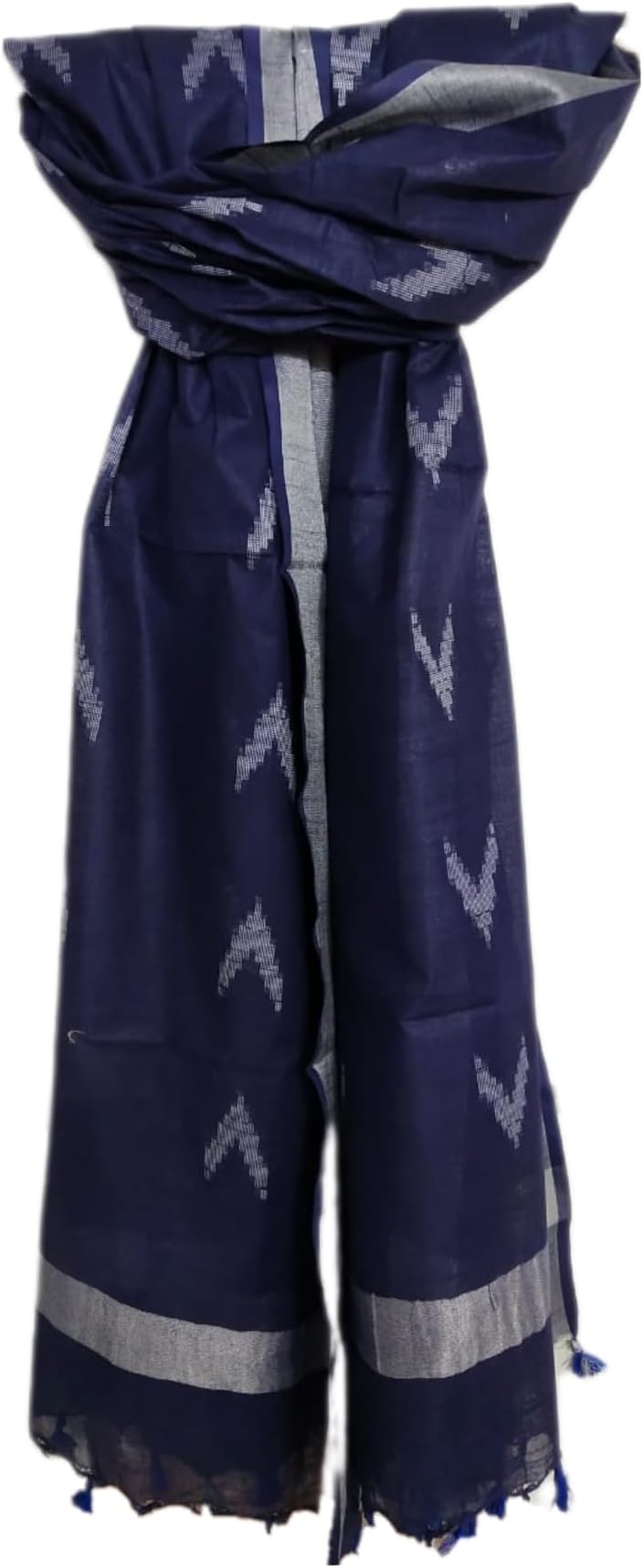 Women's Bhagalpuri Linen Cotton Blend Handloom Ikkat Dupatta with Zari Design, 2.25 Metres