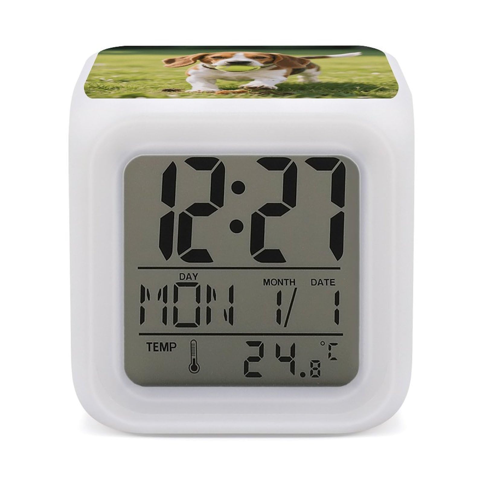 Reloj despertador con fecha y temperatura a pilas y reloj de escritorio LED