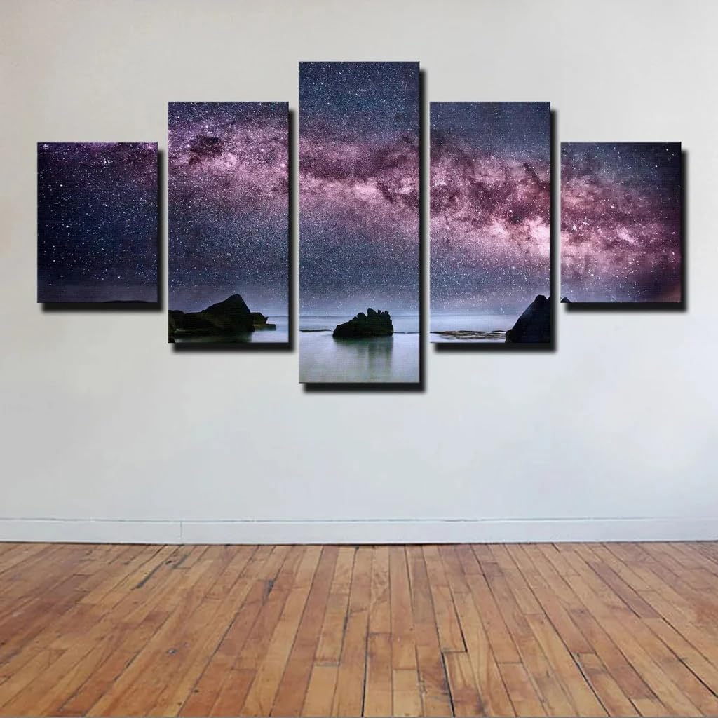 Toile peinture tableau decoration murale 5 parties ocean ciel