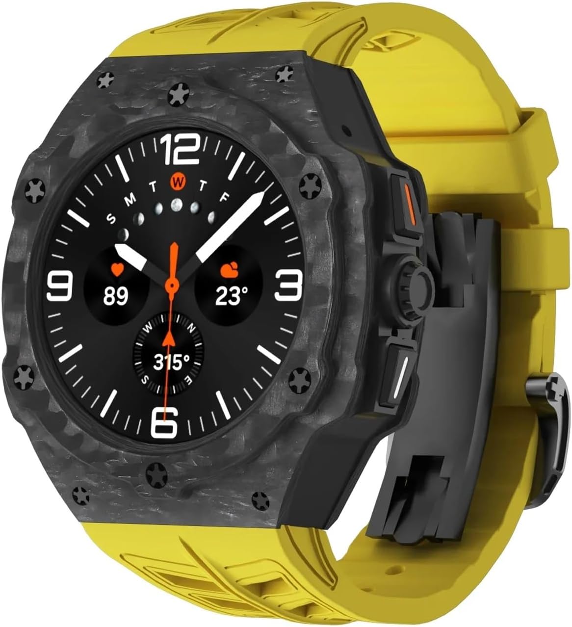 Luxury Modification Kit for Samsung Galaxy Watch 7 Ultra 47mm Carbon Case Rubber Strap for Galaxy Watch Ultra Carbon Fiber Cover Watchbands