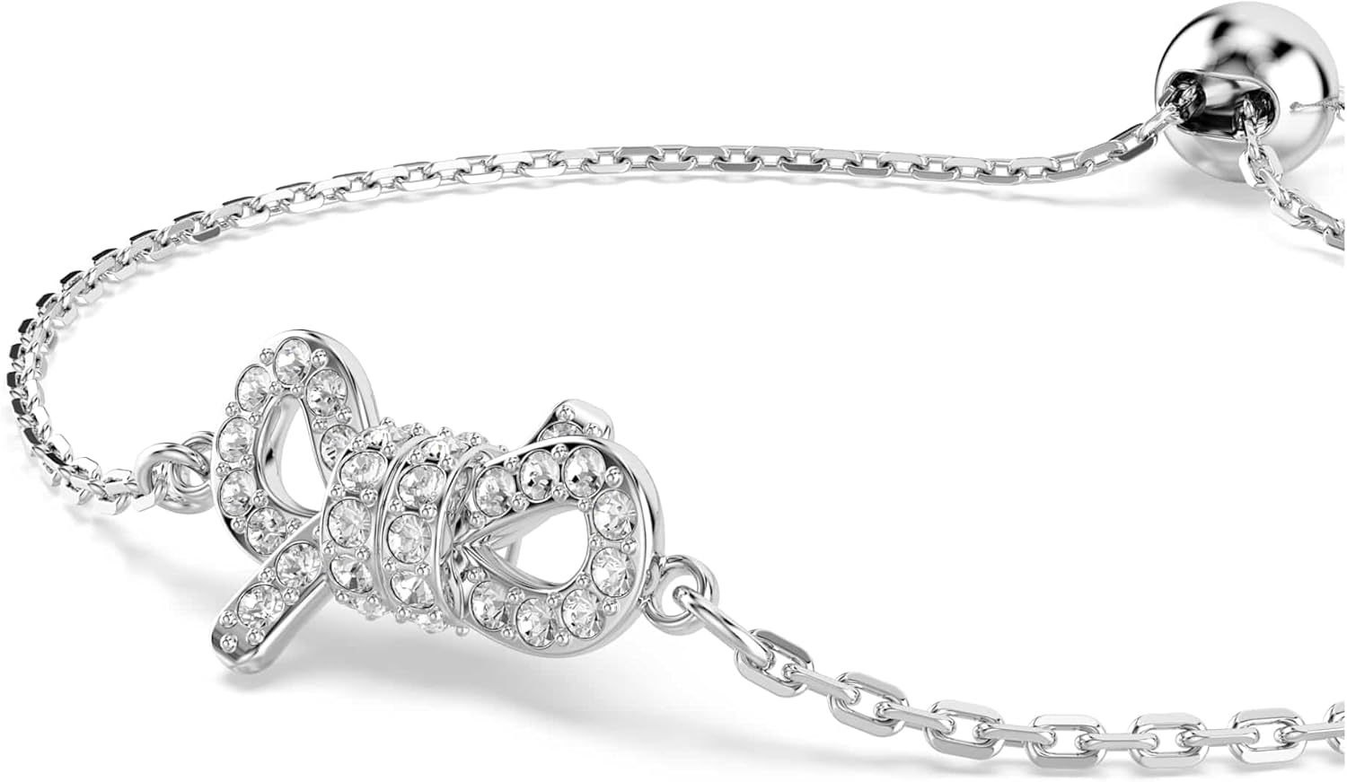 Swarovski Lifelong bracelet, Pavé, Bow, White, Rhodium plated