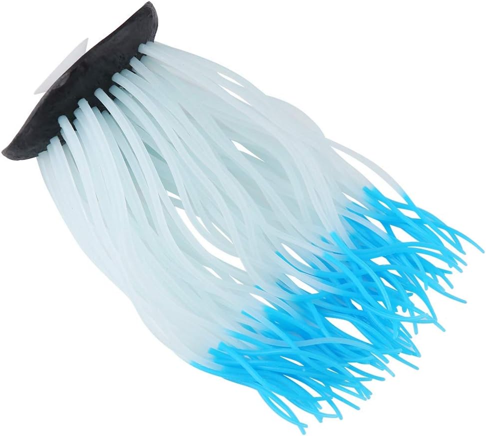 Garosa Aquarium Artificial Anemone – Realistic Silicone Underwater Plant for Fish Tank, Blue Glow-in-the-Dark Sea Anemone Decor with Suction Cup, 6.3 Inch