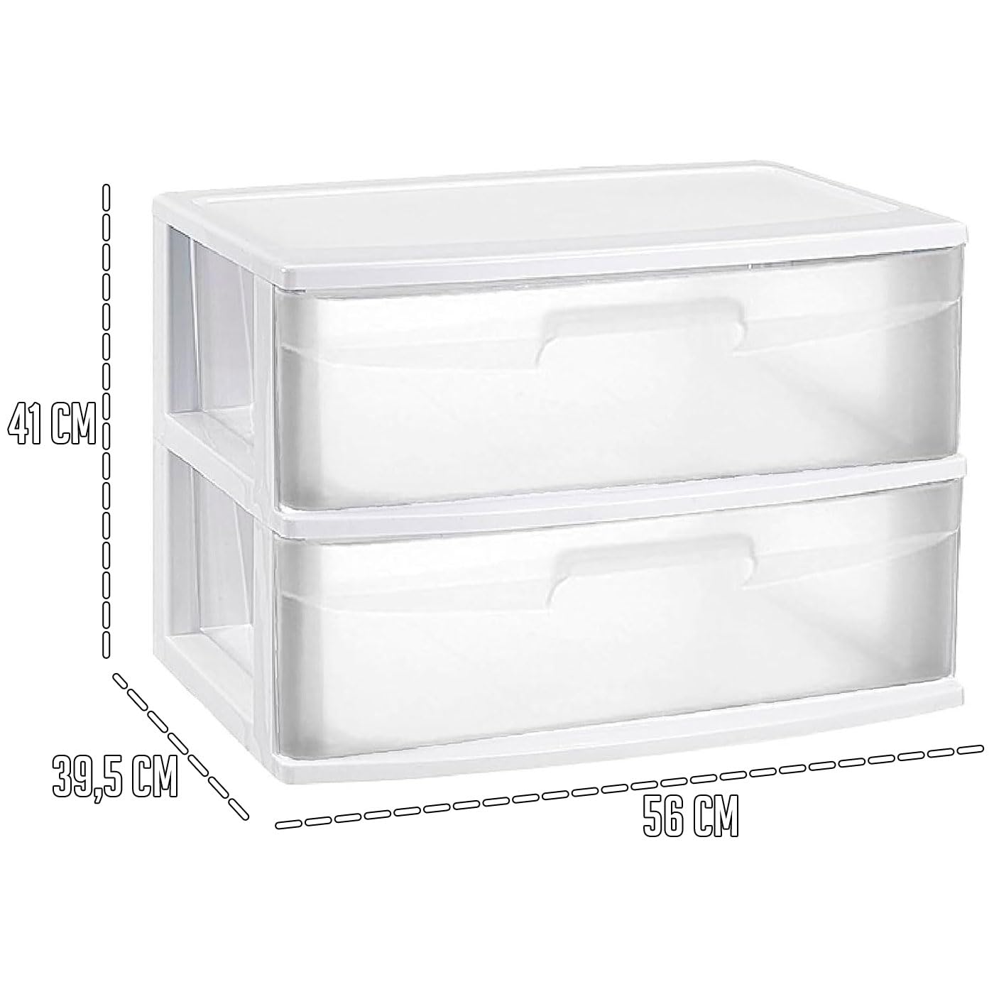 Acan Tradineur - Commode de rangement en rotin plastique - 2 tiroirs - Tour de rangement multi-usages, organisateur auxiliaire, rangement, salle de bain, 31,5 x 39,5 x 36,5 cm, blanc cassé