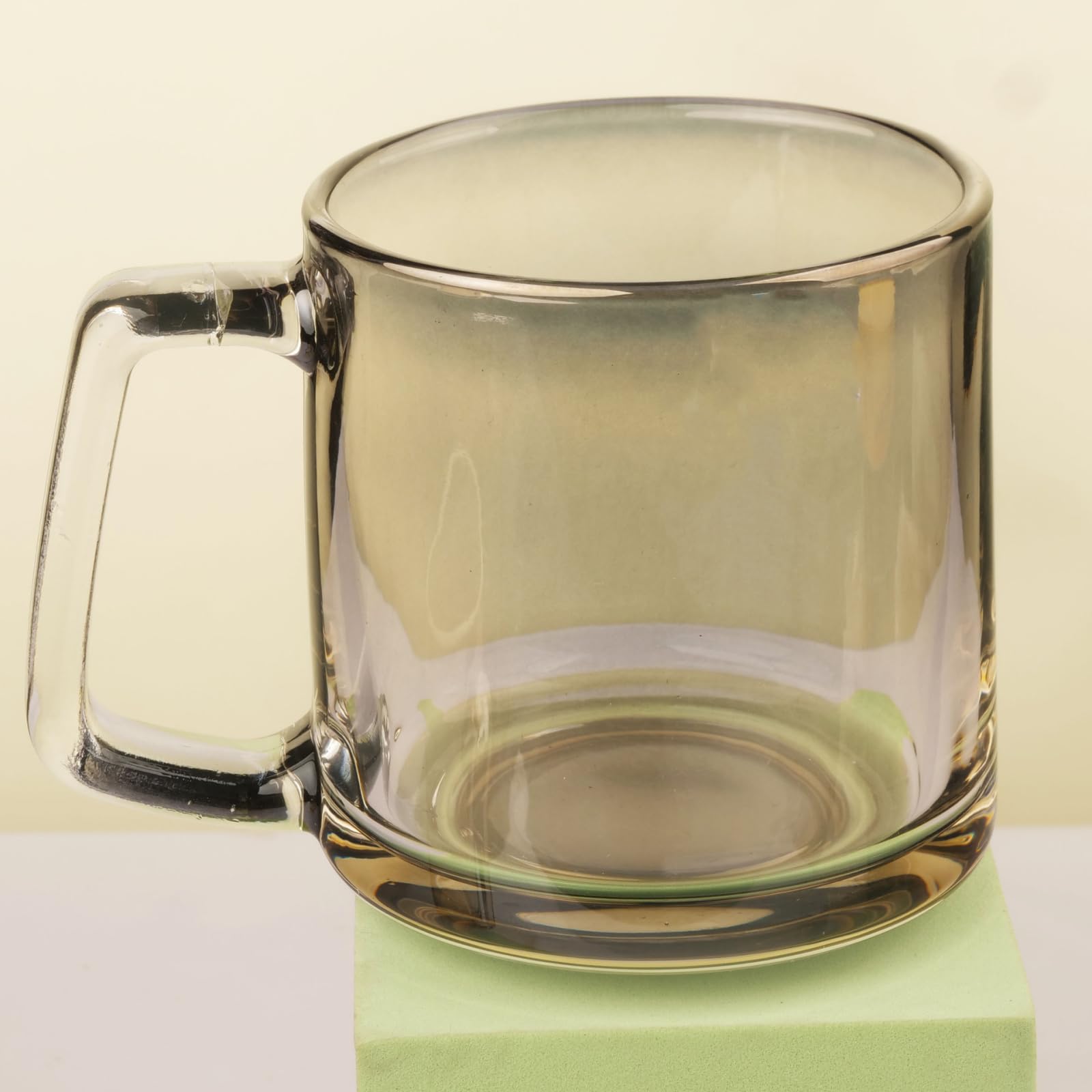 Taza de leche de vidrio de soda-lima transparente con asa para desayunos cotidianos
