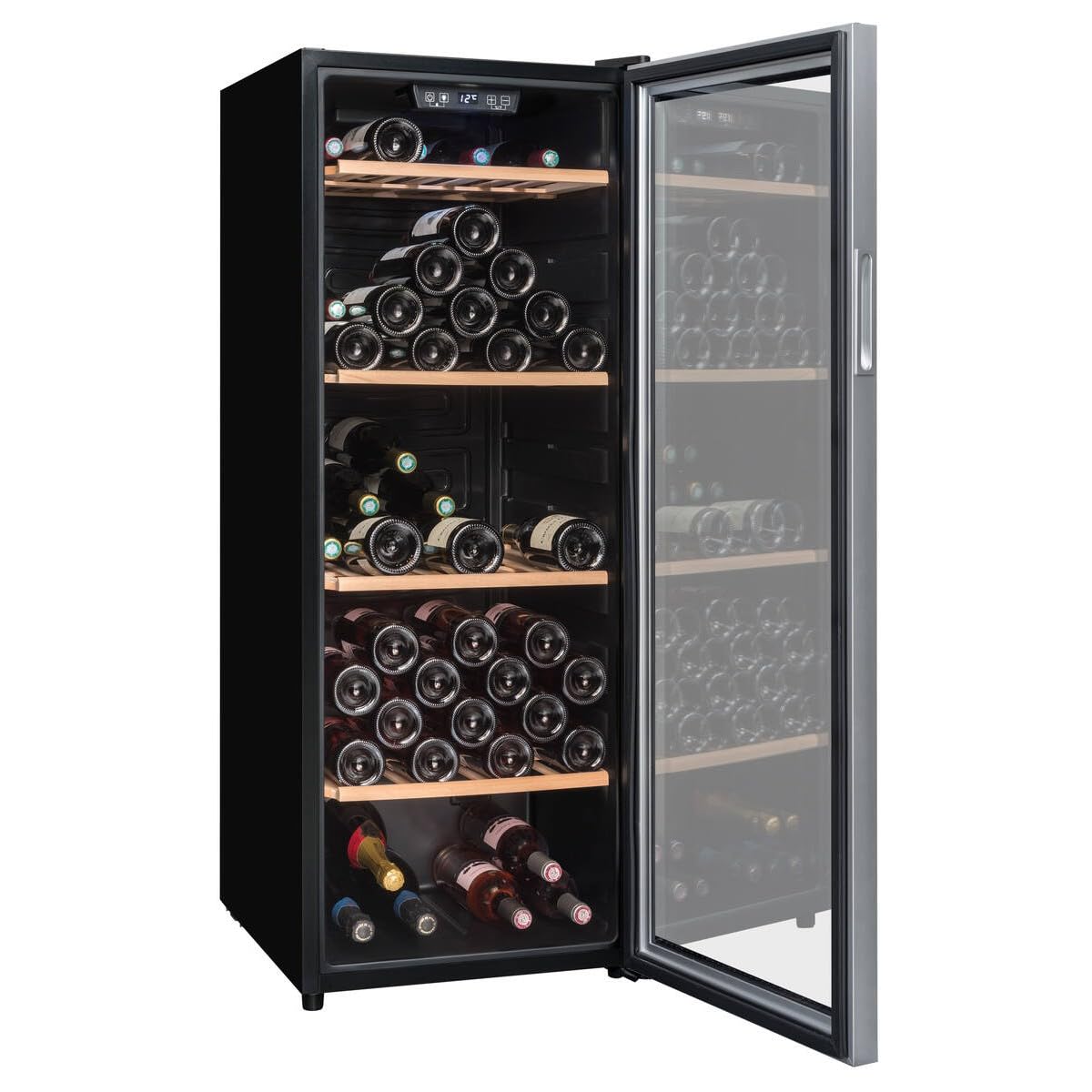 Climadiff- Weinkühlschrank CS105B1, 105 Flaschen, Temperier-Servier-Weinschrank, Glastür aus UV-undurchlässigem Glas, Temperaturbereich von 5°C bis 20°C, freistehend