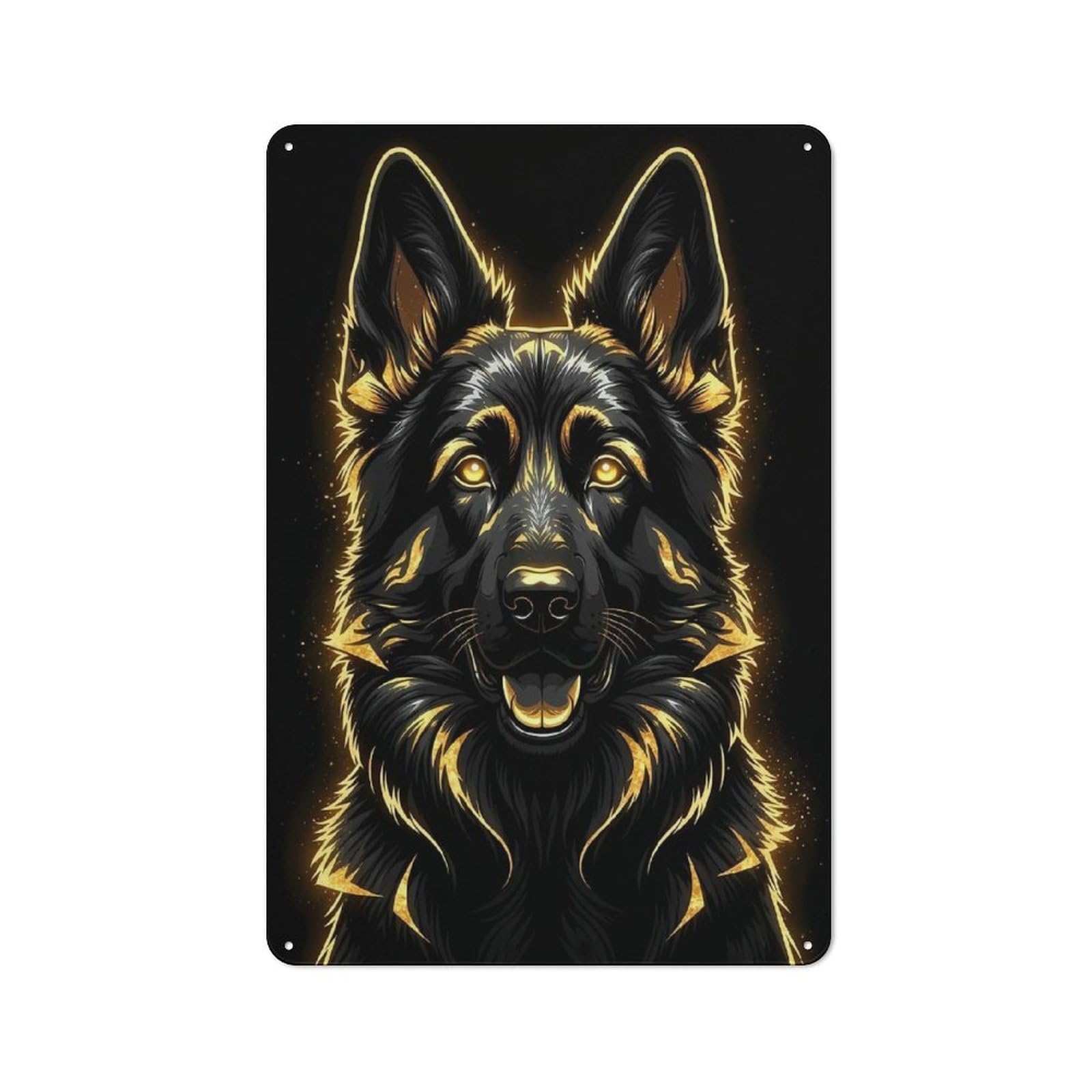 Junmoney Style-13 Country Style Kitchen Metal Sign 30X20cm Featuring Golden German Shepherd Portrait On Black, Diner Style Decor For Kitchen, Cafe, Pantry Or Dining Room