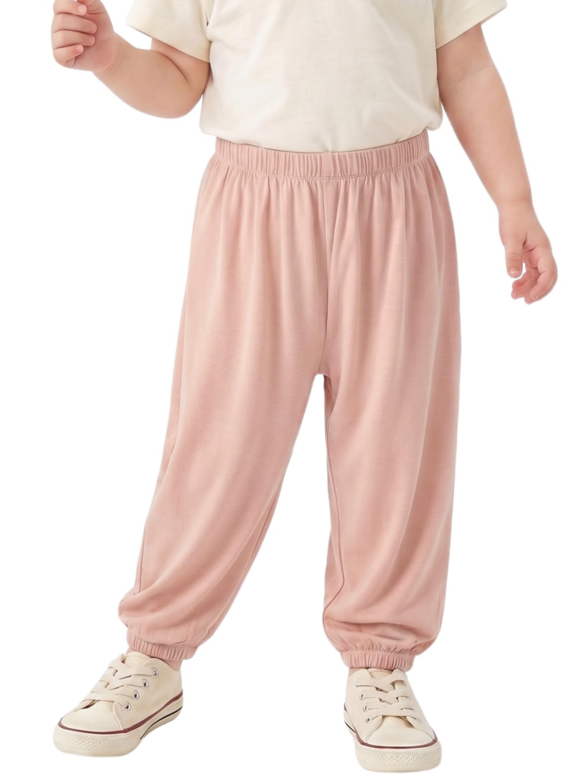 Miipat Pantalones Harem para Niñas, Pantalón Casuales Niño Verano Informales Pantalones Holgados para Bebés Cintura Alta Elástica Secado Rápido