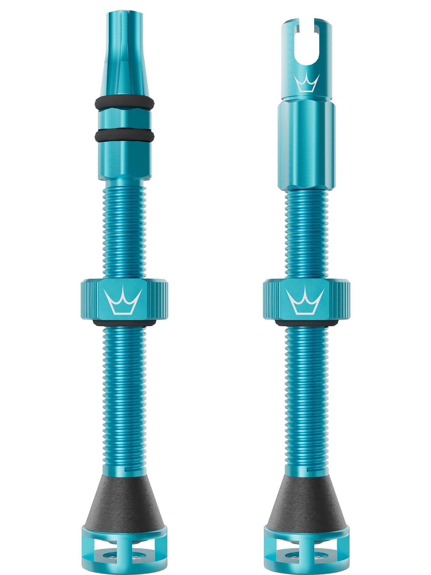 Peaty's Holeshot Fast Flow Tubeless Valves - High Airflow Anti Sealant Clog Design, Fast Tyre Setup, Fully Serviceable 7075 Aluminium, Bike Tyre Valves Compatible with MTB Rim Inserts, 60mm Turquoise