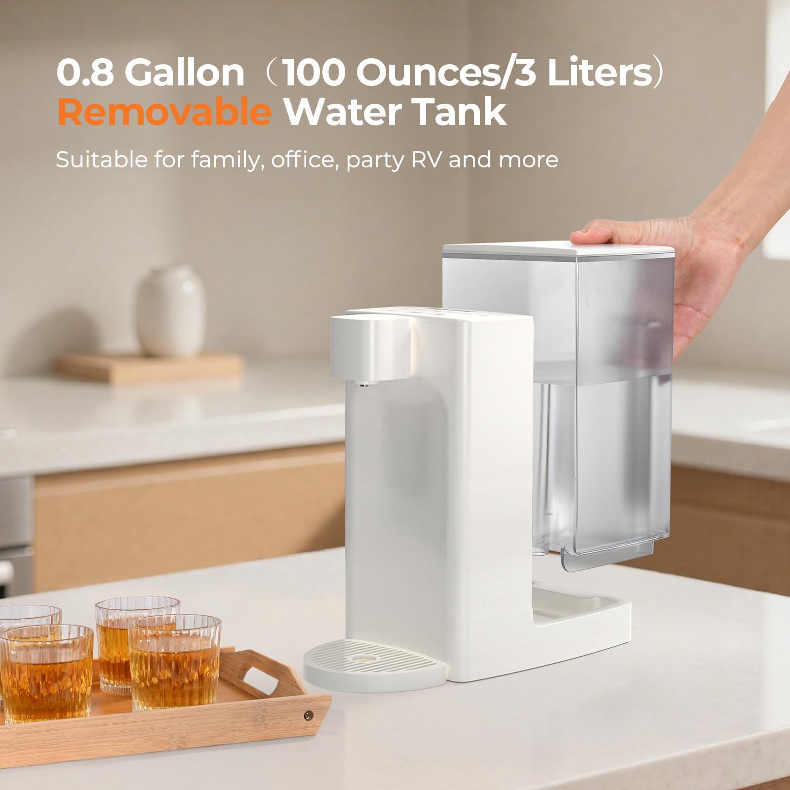 Hervidores eléctricos, dispensador instantáneo de agua caliente D20 para hervir y dispensar rápidamente, 3 temperaturas ajustables y 5 volumen de agua, capacidad de tanque de agua extraíble 4
