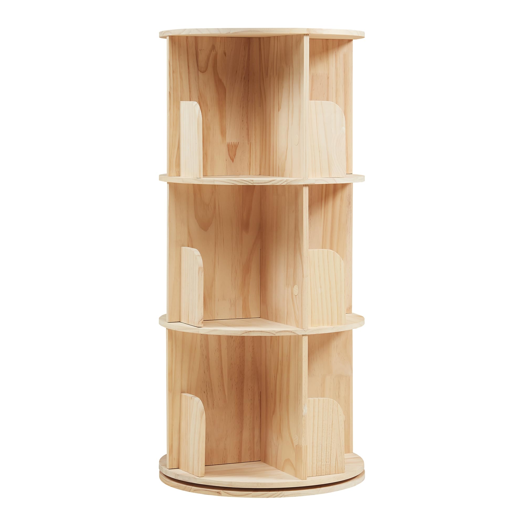 [en.casa] Libreria Girevole per Cameretta a 3 Livelli con Scomparti Aperti Scaffale Rotante per Bambini Mobiletto Espositore Porta Libri in Legno di Pino 95 x Ø44 cm