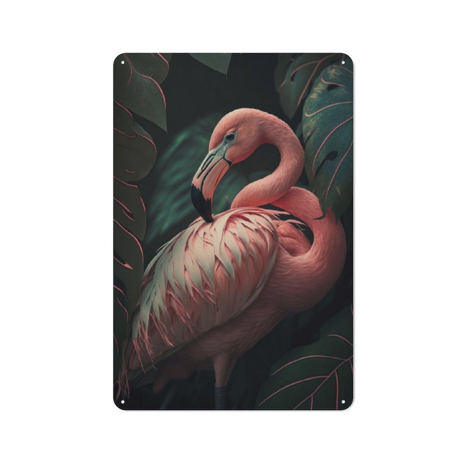 Junmoney Flamingo Vintage Metal Sign 30X20cm For Hobby Room Or Studio, Housewarming Present For People Styling Hobby Room And Studio