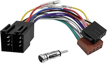 Hoembpn Cable Adaptateur Autoradio ISO 16 Broches Connecteur Faisceau de Radio Stéréo Radioadapter Universal+DIN à Prise ISO Kit D’adaptateur D’antenne Compatible avec Audi/BMW/VW