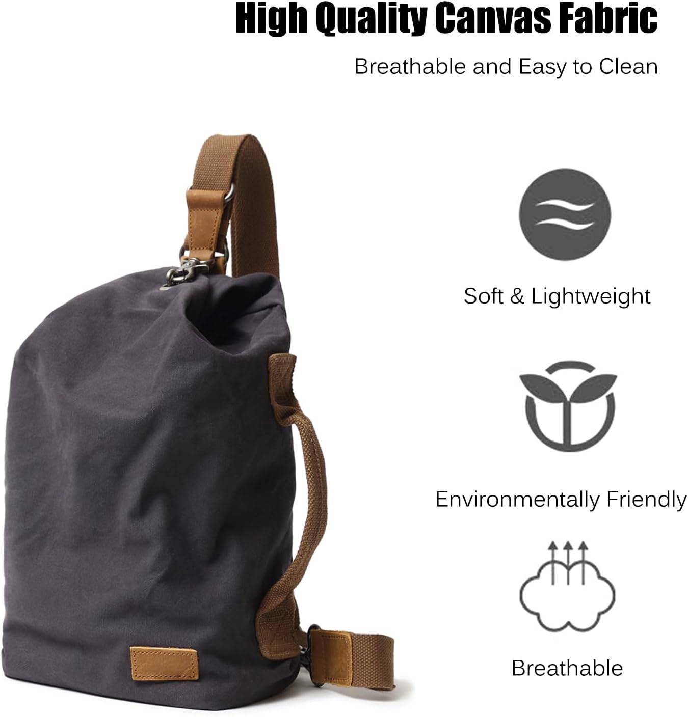 FANDARE Sling Bag, Unisex Vintage Canvas Chest Bag Bum Bag, Hands-Free Lightweight Crossbody Sling Pack for Men Women