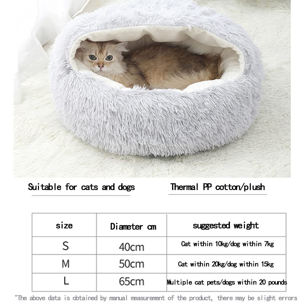 Morbido Pile Gatto Sacco a Pelo Riscaldato Lavabile Pet Letto Coccole Borsa Coperta Pad Gatto Canile Grotta Casa Comfort Coperta Gattino Letto,Grey-L-CrystalVelvet