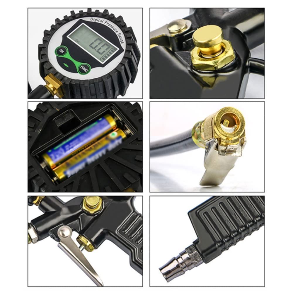 AGAATI Manometro Digitale per gonfiaggio della Pressione dell'Aria dei Pneumatici, monitoraggio dell'inflazione del Tester del Veicolo retroilluminato con Display LCD di precisione Professionale