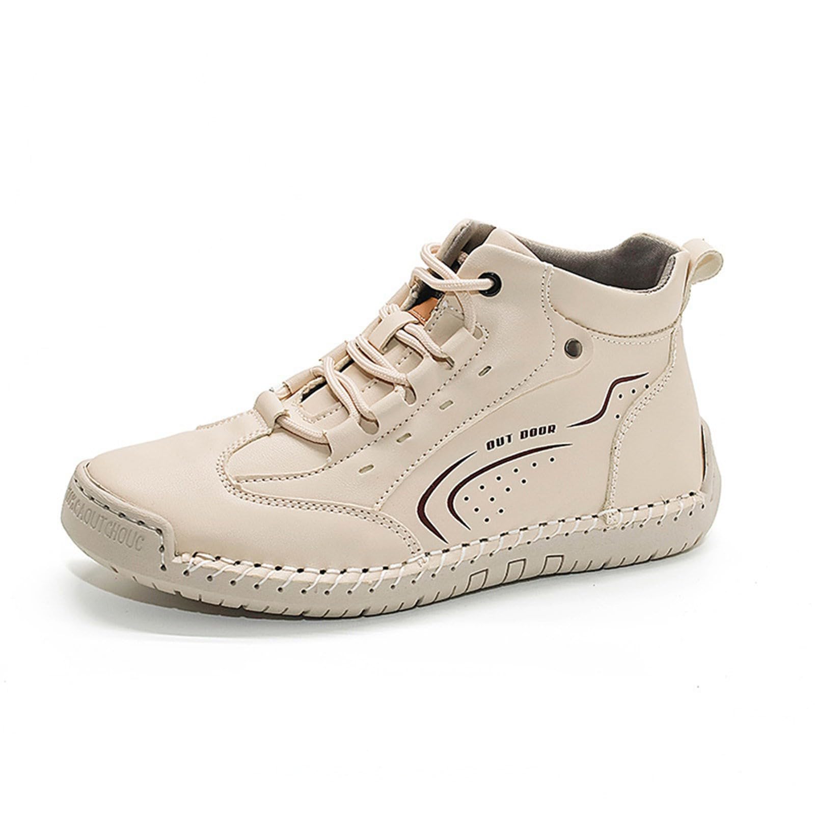 Generisch Scarpe sportive da donna in pelle, con lacci, alla moda, punta rotonda, antiscivolo, suola morbida, scarpe da ginnastica, piatte, casual, comode, per attività all'aperto, guida, passeggiate