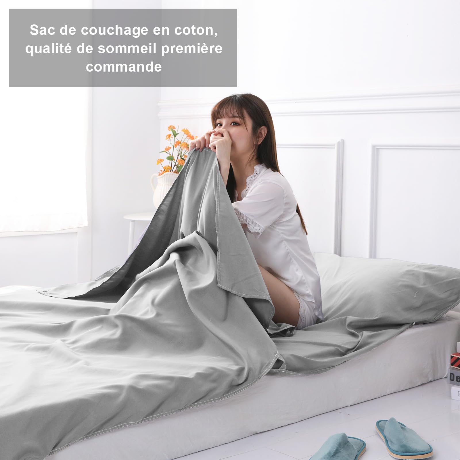 Draps de Sac de Couchage, draps de Sac de Couchage de Camping en Coton, Sacs de Couchage pour Adultes, Ultra légers, Parfaits pour Les Voyages, Le Camping et la randonnée
