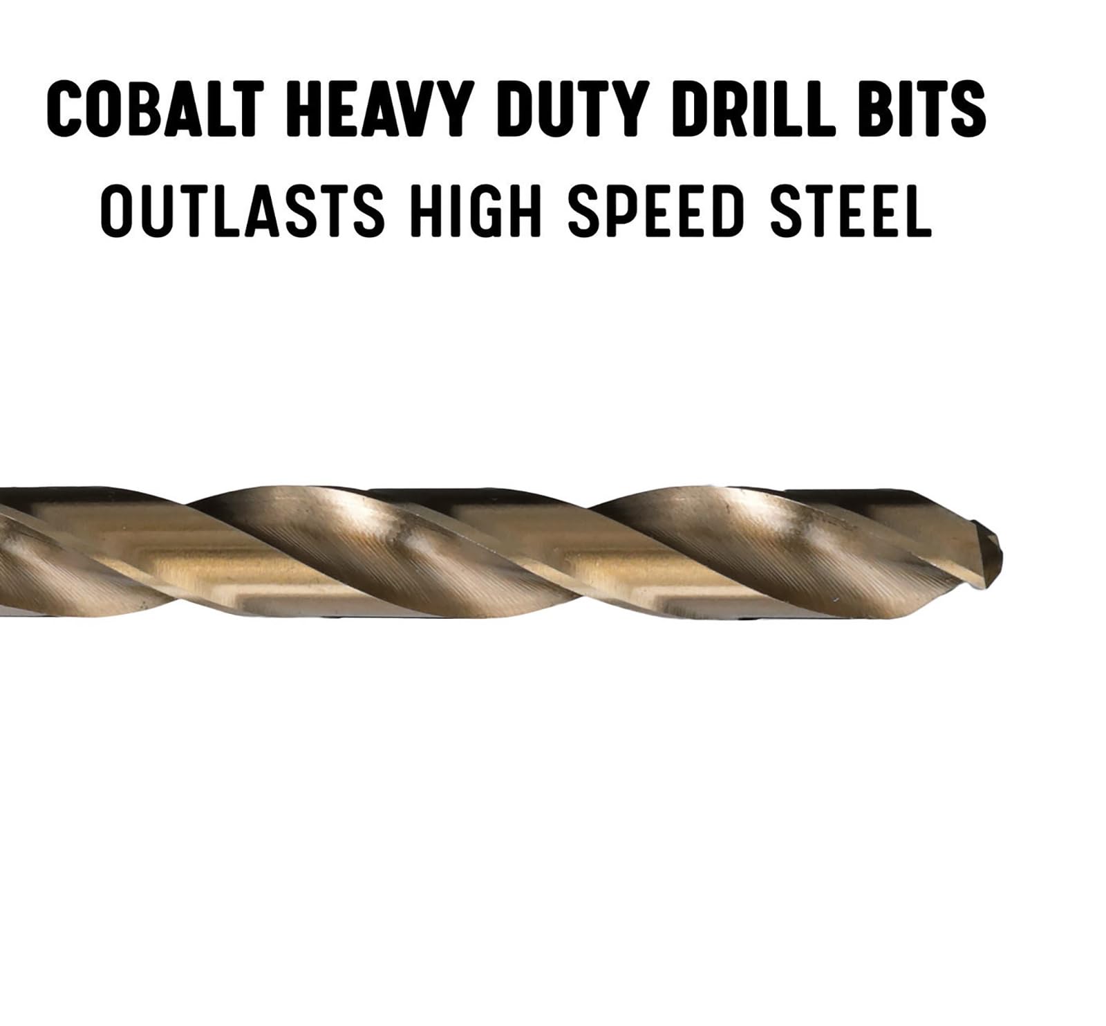 Drill America D/A20J-CO-SET 20 piezas de acero cobalto Jobber longitud juego de brocas en caja de metal, acabado de óxido de oro, vástago redondo, flauta espiral, 135 grados de punto dividido (paquete de 1)